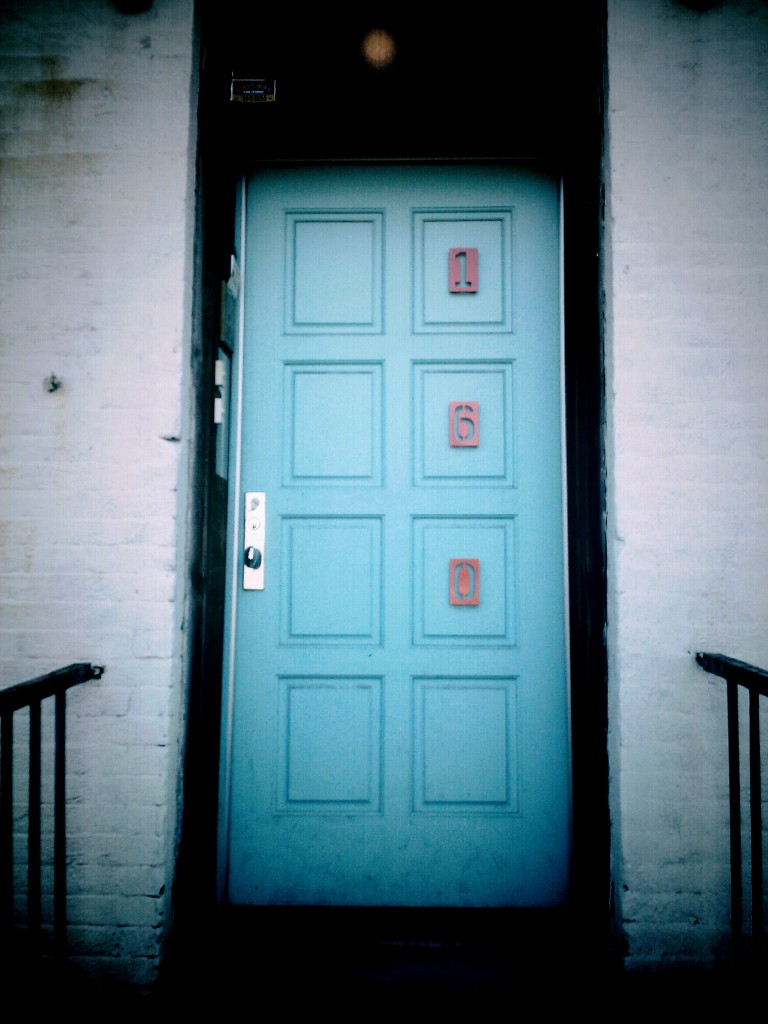 Front door to Anita Cooney's home, hosting the DI board.